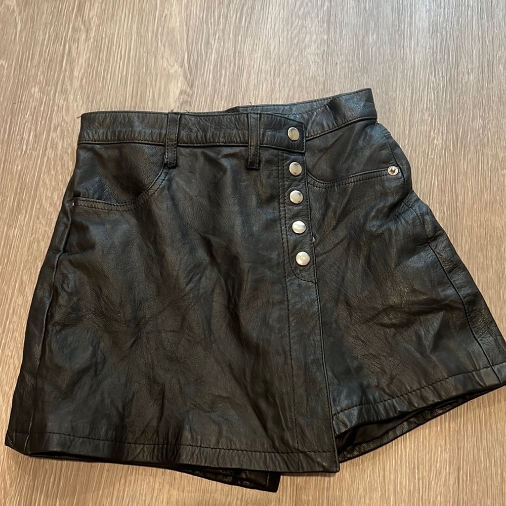 Black leather skort